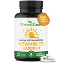 ForestLeaf Vitamin D3 50.000 IE | VIT D - VIT D3 Vitamin D Supplement för kvinnor och män | Benhälsa, tänder, immunsupport | Lätt att svälja piller | Hög styrka VECKLY Dos, 2-årig Supply, 120 Caps