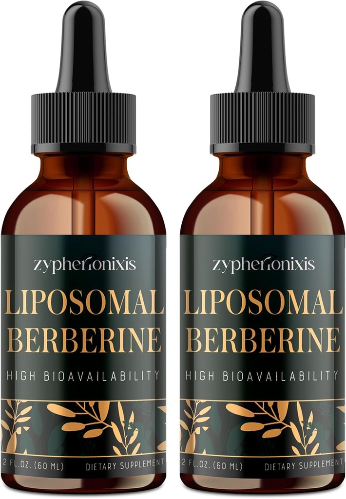Liposomal Berberine Drops Supplement 3000mg - High Absorption AMPK Activator, Organic Berberine HCl Complex med Ceylon Cinnamon & Ginger för Immune & Digestion (4 fl oz)