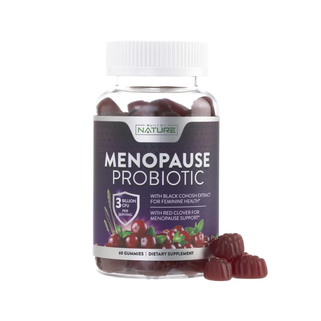 Klimakteriet kosttillskott för kvinnor - Klimakteriet Probiotisk Gummy - Kvinnors klimakteriet lättnad för heta blinkar, nattsvett och humörsvängningar med svart Cohosh & Cranberry - Non-GMO, Vegan - 60 Gummies