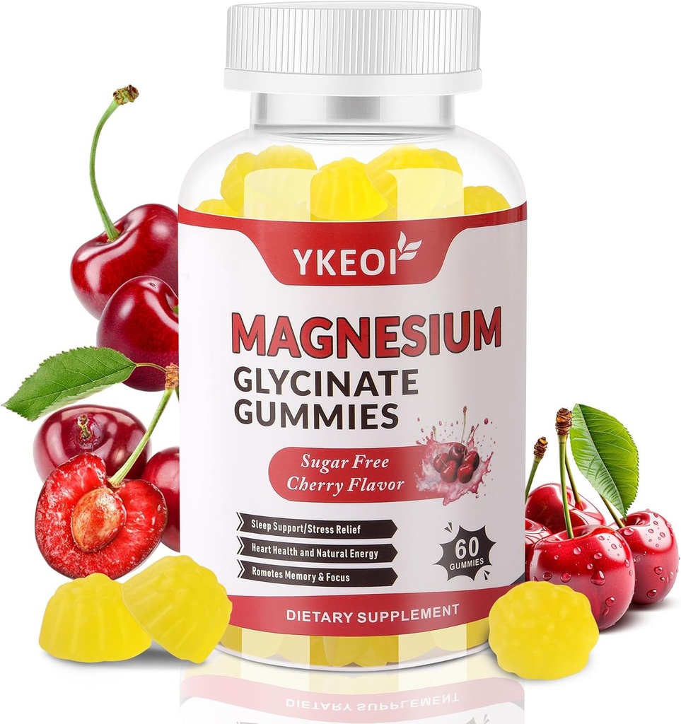 Magnesium Glycinate Gummies 500 Mg,Sugar Free Magnesium Supplement Triple Magnesium Complex med Malate 400 Mg, Citrat 400 Mg Ashwagandha 100 Mg Magnesium Supplement för vuxna - 60 Gummies
