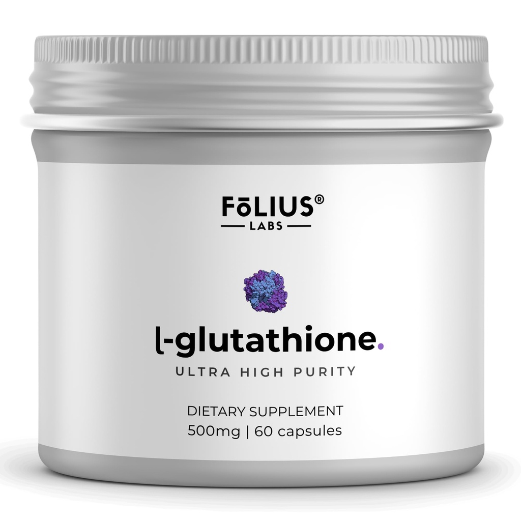 Ultra High Strength L-Glutathione 98% Kosttillskott för glödande hud - Kollagentillskott för kvinnor och män - 500mg koncentrerad formel, reducerad L-Glutathione Supplement - 60 kapslar