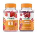 Livlig vitamin B6 + Järn med vitamin C, Gummies Bundle - Great Tasting, Vitamin Supplement, Gluten Free, GMO Free, Chewable