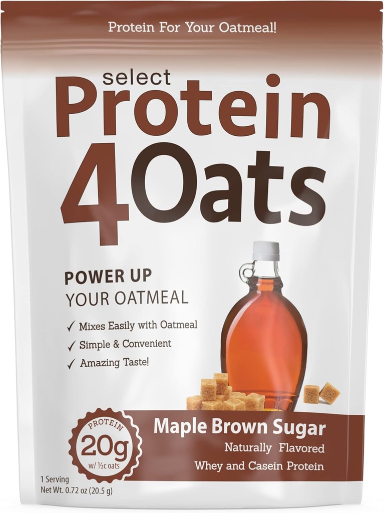 PEScience Protein4Oats, pulver för att göra fantastisk smakprotein havregryn, med Whey och Casein, Gluten Free, Maple Brown Sugar, 12 portioner