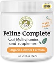 Wholistic Pet Organics Feline Complete Organic Pumpkin - 8 Oz - Multivitamin & Probiotisk pulver för katter - Natural Cat Food & Digestive Support