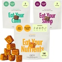 GEM Bite Complete Routine Variety Pack med Daily Multivitamin (14 Bites), Chill-Out Calm (7 Chews) & Deep Sleep Aid (7 Chews) | Stöder Gut, Skin, Brain, Bone, Sleep, Immunity