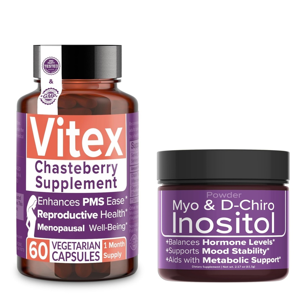 Intim Rose Spara 10% på Hormonal Balance & Reproductive Wellness Bundle - Vitex Chasteberry Supplement + Myo & D-Chiro Inositol Powder för PCOS & Menstrual Support