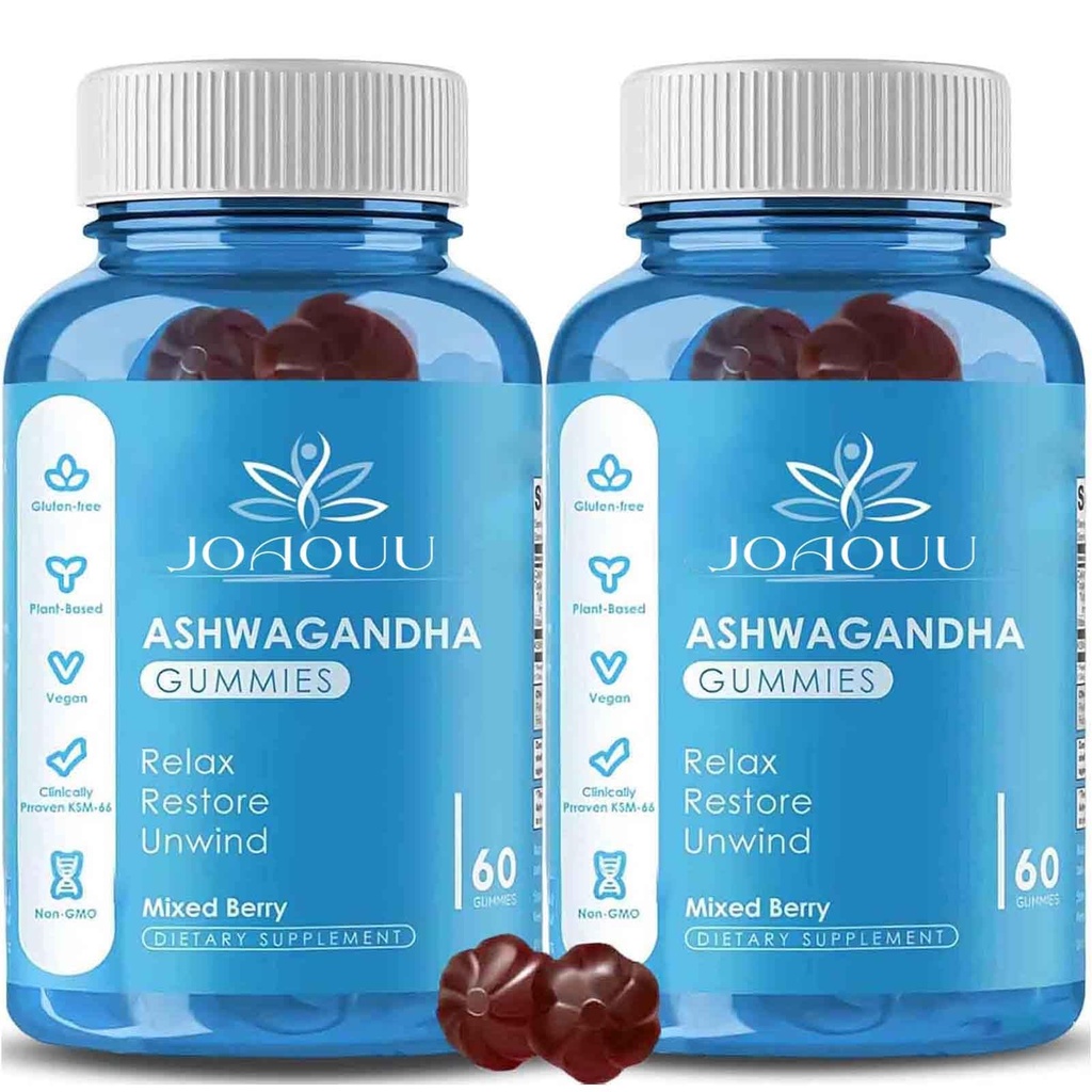 (120 greve) Ashwagandha Gummies KSM-66 - Mixed Berry, Vegan, Plant Based, Non-GMO, Gluten-Free & Gelatin Free Relax, Organic Ashwa Root Extract Supplement för Immune Support