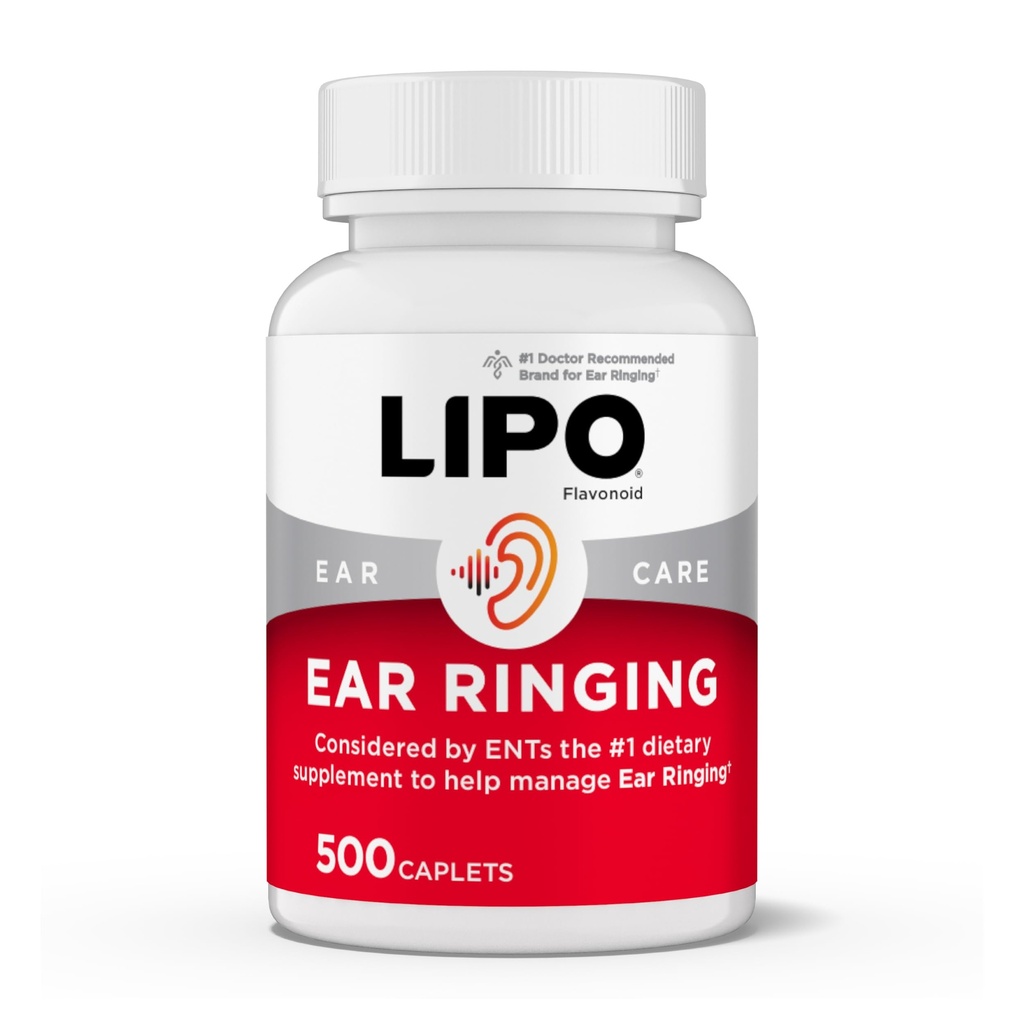 Lipo-Flavonoid Plus Tinnitus Relief - Doktorrekommenderad för Ringing Ears - Kliniskt-Proven Lemon Bioflavonoid Komplex med vitamin C, B1, B2, B6, B12, & Calcium - 500 Caplets