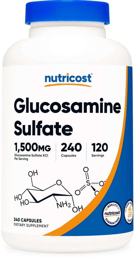 Nutricost Glukosamin sulfat 1500mg, 240 kapslar - 750mg per kapsel, Glutenfri, icke-GMO