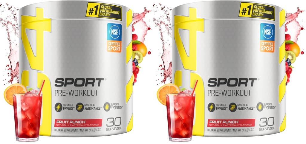 Cellucor C4 Pre Workout Powder, Fruit Punch | NSF Certified for Sport | 30 Servings | Pack of 2