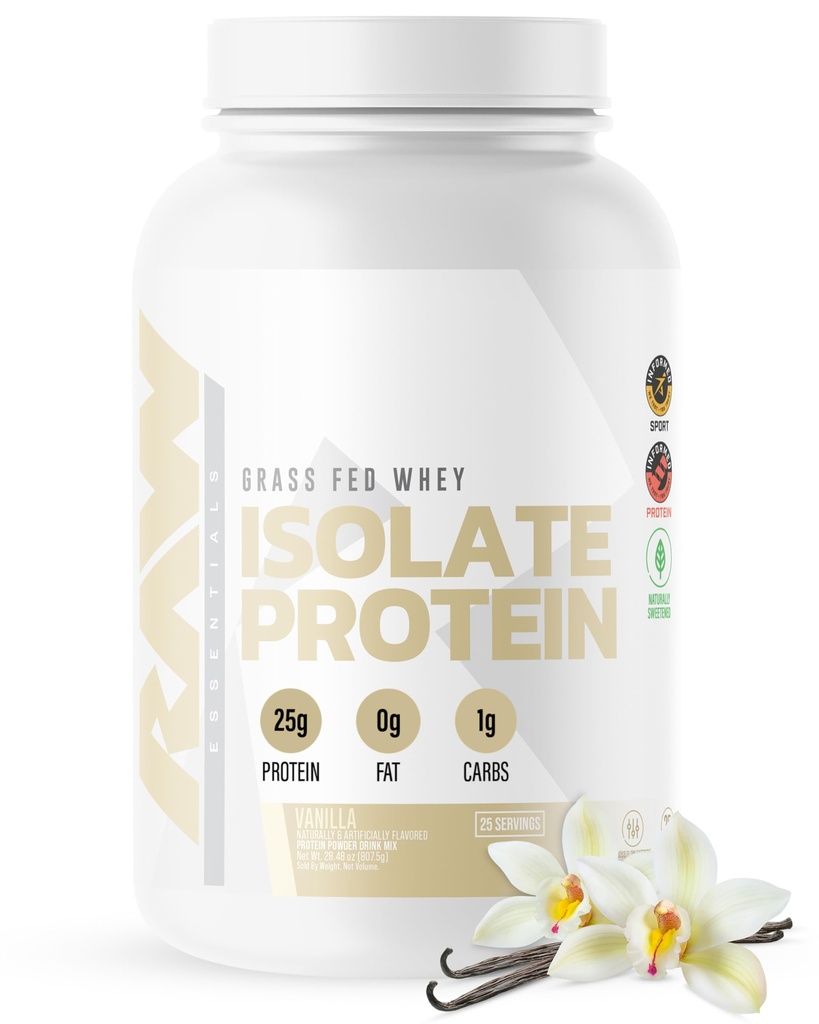 RAW Whey Isolate Protein Powder, Vanilla (CBUM Itholate) - 100% Grass-Fed Sports Nutrition Powder för muskeltillväxt och återhämtning - Low-Fat, Low Carb, naturligt smaksatt - 25 portioner