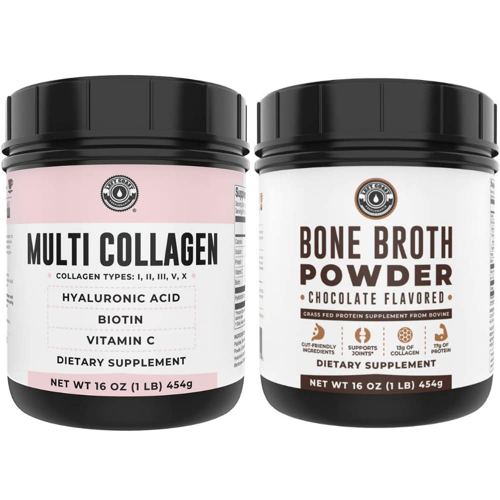 Vänsterkustprestanda Chocolate Bone Broth och Multi Collagen pulver för gemensamt, hår, hud och naglar stöd