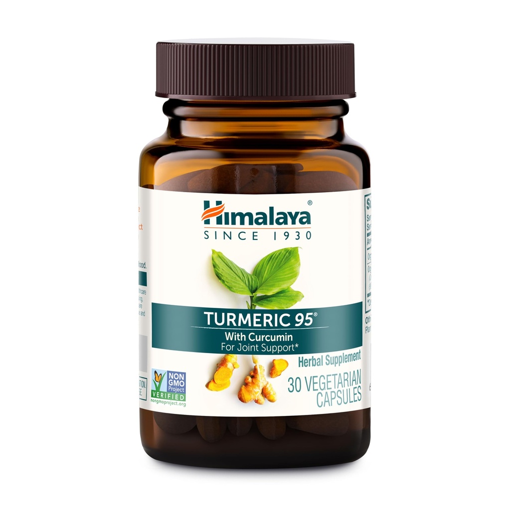 Himalaya Turmeric Herbal Supplement med gurkmeja Curcumin för gemensamt stöd och rörlighet, 95% Curcuminoids - Vegan, icke-GMO, Gluten Free, 600 mg, 30 kapslar