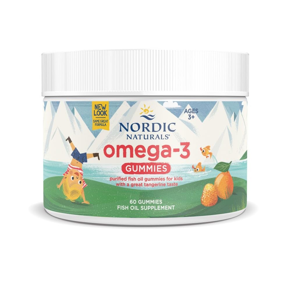 Nordic Naturals Nordic Omega-3 Gummies, Tangerine - 60 Gummies - 82 mg Total Omega-3 med EPA & DHA - Non-GMO - 30 portioner