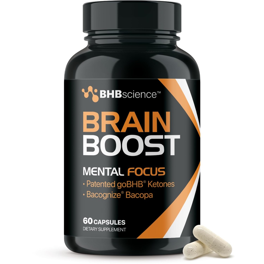Brain Booster Supplement for Focus - Kliniskt Validated Nootropics Brain Support Supplement med Bacopa Monnieri Extract & Patented goBHB för kognitivt stöd - 3rd Party Tested (30 portioner)