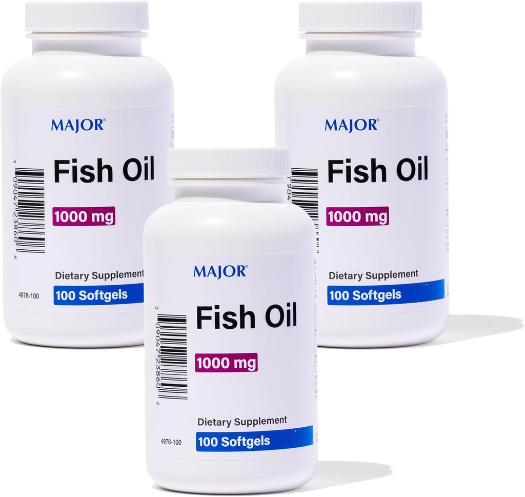 MAJOR Omega-3 fiskolja - fiskoljetillskott 1000mg - 100 Softgels (3-pack)