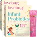 LOVEBUG Infant Probiotics 0-6 månader - USDA Organic Probiotics for Babies, stöder Baby Gas, Colic, Diarrhea och Newborn Constipation Relief, Allergen & Sugar Free, Tasteless Powder, 60 Pack