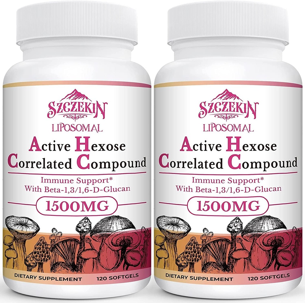 1500mg Liposomal Active Hexose Correlaterade Supplement, 240 Soft Gels Beta-Glucans med Natural Mushroom Extract, Immune System, Liver Function, underhåll T-Cell & Killer Cell Aktivitet
