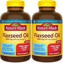 Nature Made Flaxseed Oil 1000 mg, Kosttillskott för hjärthälsostöd, 180 Softgels (Pack of 2)