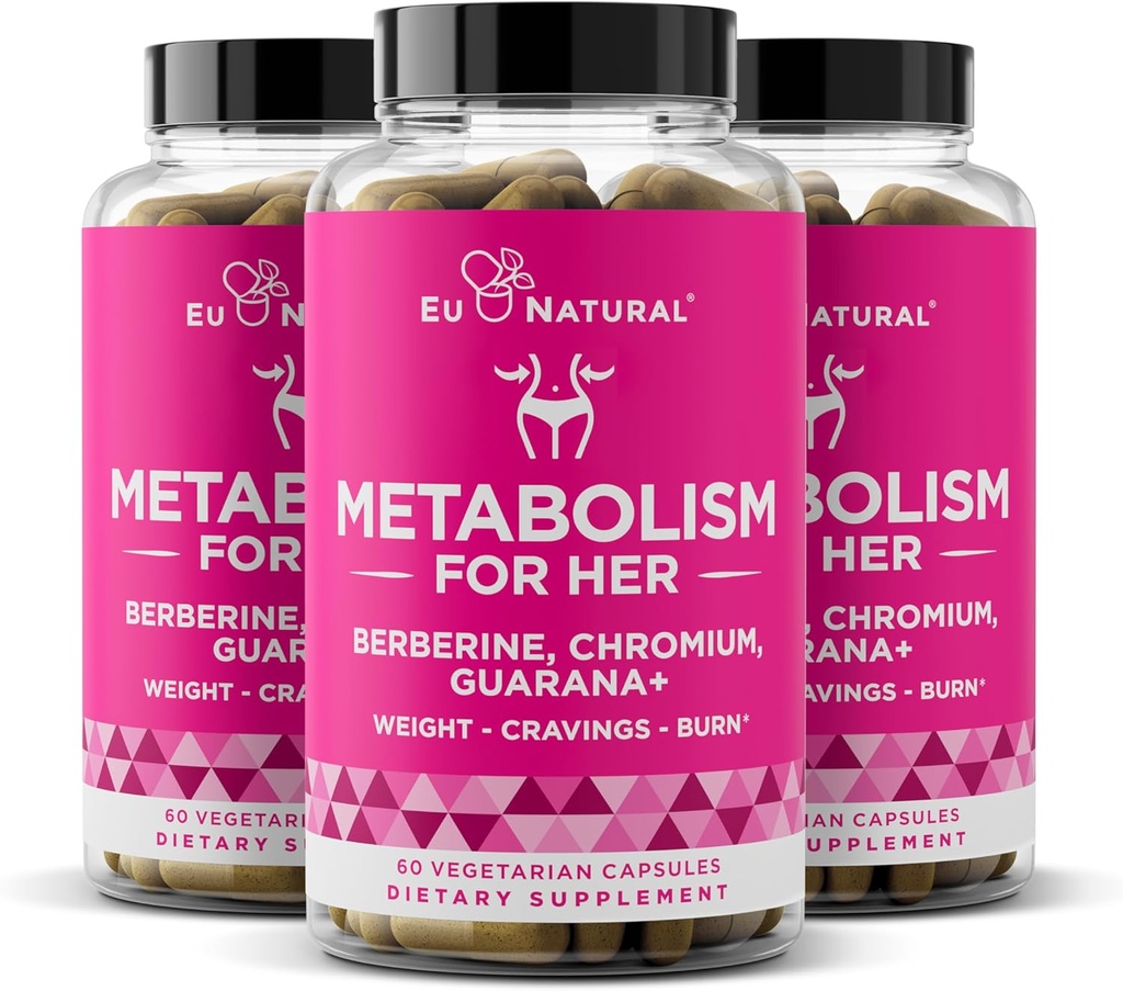 Metabolism för hennes 3-pack Bundle - viktminskning piller för kvinnor - Appetite Suppressant, Fat Burner, Metabolism Booster - Combat Cravings & Lose Belly Fat - Berberine, Chromium Picolinate & Guarana