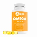 Zippi Omega 3-6-7-9 Camelina Softgels - Plant Based Omega 3-6-7-9 Fatty Acid Supplement. Hjälper till att stödja hjärna, lever, kardiovaskulär, immunitet och gemensam funktion