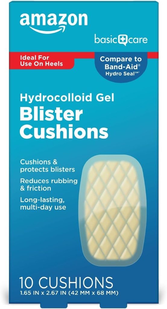 Grundläggande vård Extreme Hydrocolloid Gel Blister Cushion Bandages, 1,65 i x 2,67 i, 10 ct