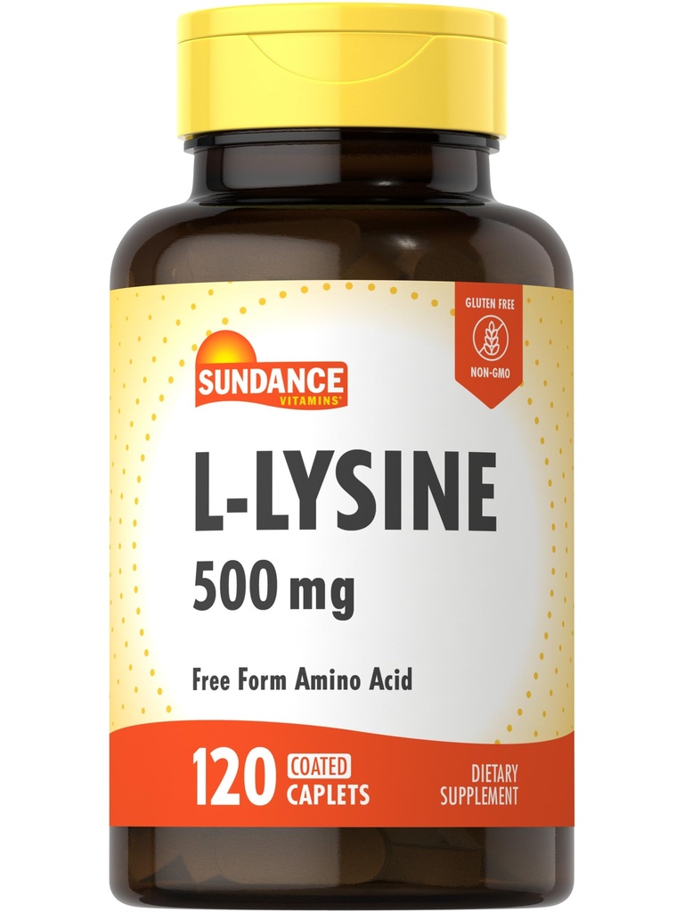 Sundance L-Lysine 500mg | 120 Caplets | Free Form Amino Acid | Vegetarian, icke-GMO och Gluten Free Supplement