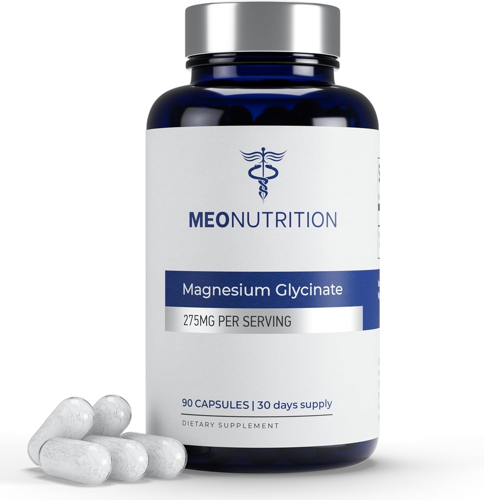 Magnesium Glycinate 275mg per portion | 90 Vegan kapslar | Non-GMO, Gluten-Free, Gentle on Digestion | Stöder sömn, hjärta och benhälsa | Made in USA