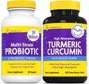 InnovixLabs Multi Probiotic & Curcumin Bundle Multi-Strain Probiotic (60 Time-Release Capsules) Turmeric Curcumin (100 Time-Release tabletter). Stöder Gut och Immune Health. *
