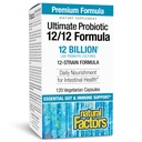 Naturliga faktorer Ultimate Probiotic 12/12 Formel - Digestive Health Support Supplement med probiotika - Immunity & Gut Health Support Supplement - 120 Vegetariska kapslar (120 portioner)