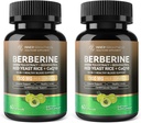 Berberin 1300mg med Green Tea Extract, Resveratrol, Red Yeast Rice & CoQ10 - 13-i-1 Immunhälsa, naturligt metaboliskt stöd - 60 kapslar - Non-GMO, Lab Tested - 2 Pack