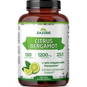 Zazzee Citrus Bergamot 25:1 extrahera 1200 mg, 40% polyfenoliska flavanoner, 150 Vegan kapslar, Kosher, koncentrerad och standardiserad 25X styrka, icke-GMO och all-naturlig, tillverkad i USA