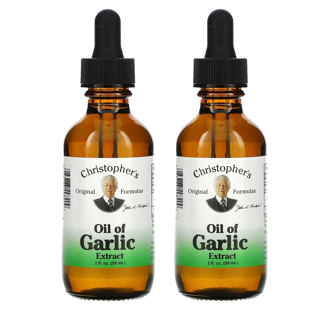 Christophers Original Formulas Oil of Garlic Extract 2 Ounces - Pack of 2 - Premium Herbal Supplement - Cold-Pressed & Pure Liquid Garlic Oil