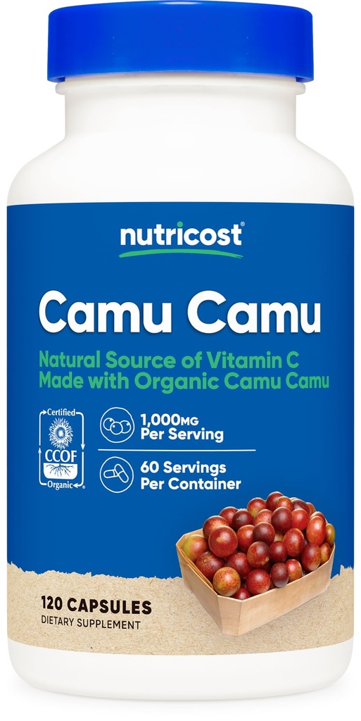 Nutricost Camu Camu 1000mg, 120 kapsel - CCOF Certified Made med organisk, icke-GMO och Gluten Free