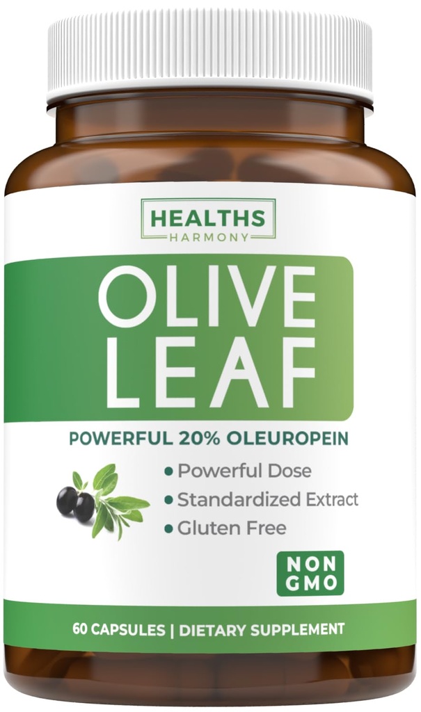 Super Strength Olive Leaf Extract Capsules - Vegan Non-GMO 750mg Olivextrakt med 20% Oleuropein Antioxidant Supplement för Immunity Skin och Heart Health Support - Tillverkad i USA (2 Månadsförsörjning)