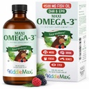 Maxi Health Omega 3 för barntillskott - Kosher Omega 3 Kids Fish Oil Liquid med DHA & EPA - Liquid Fish Oil Supplement med Fruity Burst Flavor för att stödja humör, hjärna, fokus, ben och ögon (8 oz)