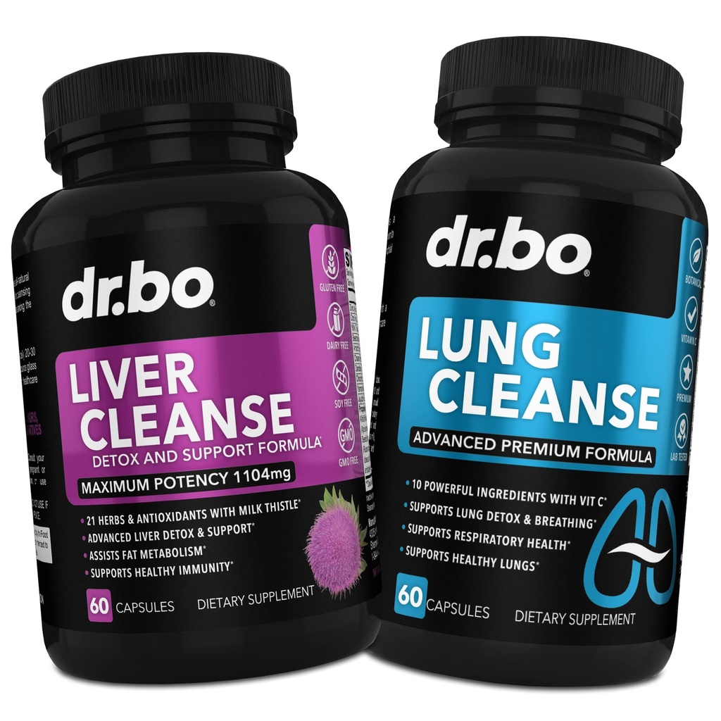 DR. BO Liver Cleanse & Lung Support Pills - Herbal Cleanser Formler för att stödja Liver & Lung Health