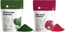 Kate Naturals Organic Spirulina Powder och Beet Root Powder Bundle
