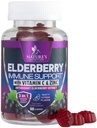 Immune Support Gummies - Sambucus Elderberry Gummy med äldste Berry Extract, Zink & Vitamin C, Natural Vegan Immune Support Supplement för vuxna och barn, Gummy Elderberry Vitamins - 60 Gummies