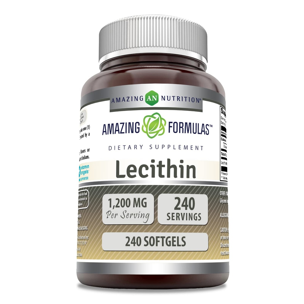 Fantastiska formler Lecithin 1200 Mg | Softgels Supplement | Non-GMO | Gluten-Free | Made in USA (1 Pack | 240 greve)