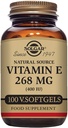 Solgar Vitamin E 268 mg (400 IE), 100 vegetariska Softgels - naturlig antioxidant, hud- och immunsystemsupport - naturligt källad vitamin E - Icke-GMO, Vegan, Gluten Free, Dairy Free - 100 portioner