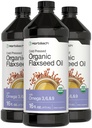 Horbäach Organic Flaxseed Oil | 3 Pack | 16 fl oz Varje | Cold Pressed | med Omega 3, 6, 9 | Vegetarisk, icke-GMO, Gluten Free Liquid