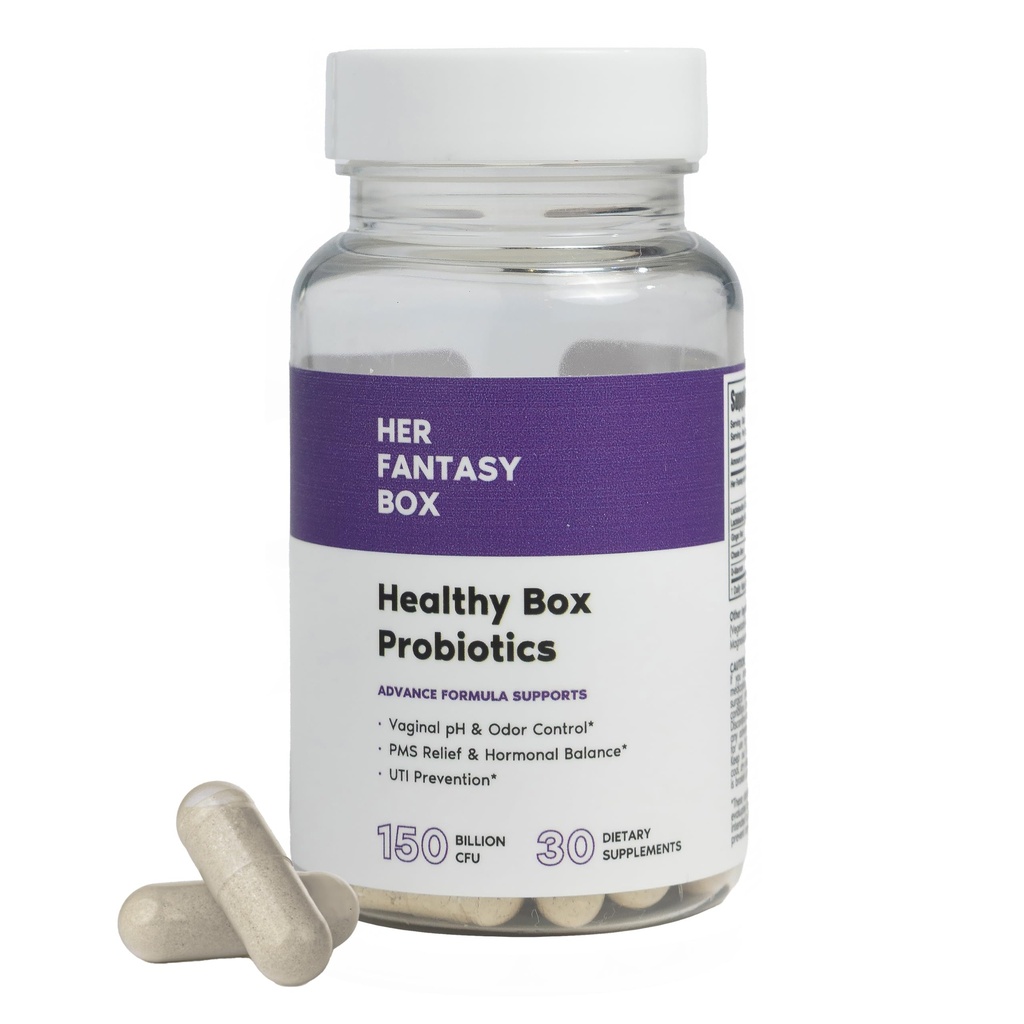 Hennes Fantasy Box | Hälsosam | Vaginal Probiotika för kvinnor - Prebiotika + Avancerad Lactobacillus Blend - Hormonal Balance, PMS Relief - Feminin Hälsostöd med Cranberry & D-Mannose