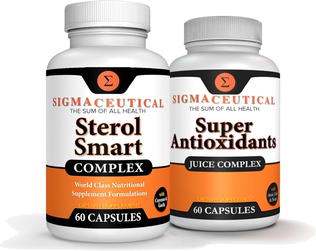 Niacin - Beta Sitosterol - Policosanol - Plant Sterols - Garlic - Cayenne Supplement Plus Super Antioxidant Supplement - Goji Berry, Acai Berry, Mangosteen, Resveratrol, Pomegranate & Noni