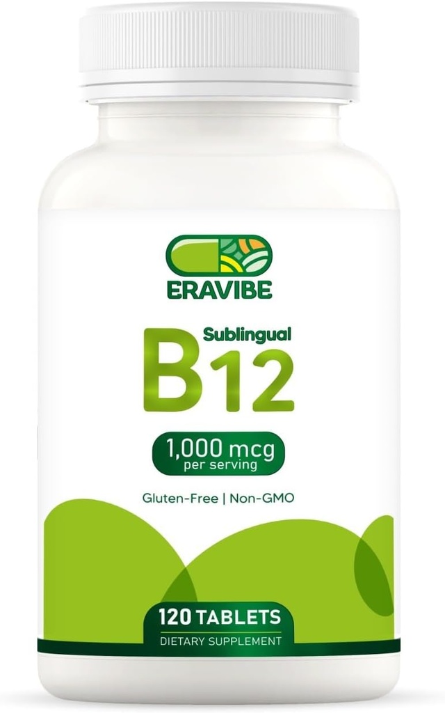 Vitamin B12 1000 mcg, 120 tabletter, naturlig körsbär smak, glutenfri, icke-GMO, sockerfri, snabb upplösning