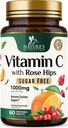 Vitamin C Chewable 1000mg - Extra styrka antioxidanter för kraftfull immunstöd w / vitamin C & Rose HIPS - Potent Dietary VIT C Chews Supplement, naturlig orange smak, Vegan, icke-GMO - 60 tabletter