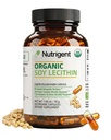USDA Organic Soy Lecithin Supplement 800 mg, High Absorption Liquid Organic Capsules, Choline Lecithin Supplement för Brain & Liver Health Support, Non-GMO, Gluten Free, 60 Count
