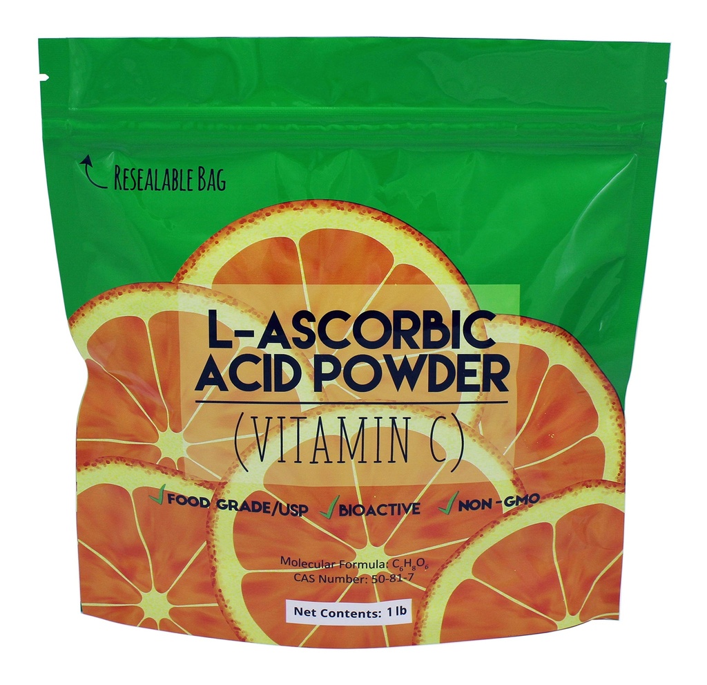 Duda Energy L-Ascorbic Acid Powder 99+% Food Grade USP36/BP2012 Naturligt fermenterade rena vita kristaller form av vitamin C, 1 lb.