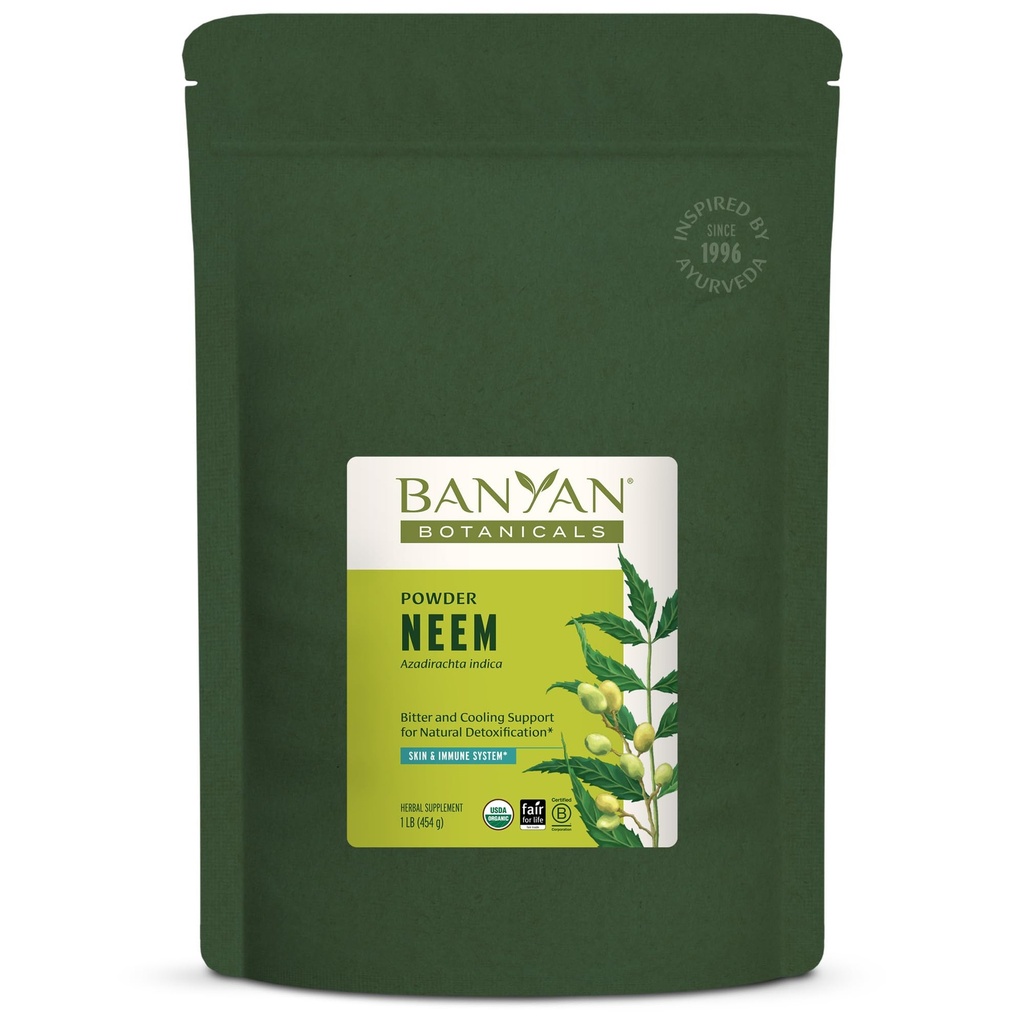 Banyan Botanicals Neem Powder - Organic Neem Leaf Supplement (Azadirachta Indica) - för hudhälsa, immunstöd och naturlig avgiftning * - 1 lb. - Icke-GMO Hållbart källad FFL Fair Trade