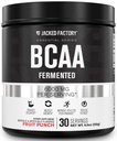 Jacked Factory BCAA Powder (Fermented) - 6g Branched Chain Essential Amino Acid Supplement för förbättrad muskelåterställning, minskad trötthet, ökad styrka, muskeltillväxt - 30 portioner, fruktpunch